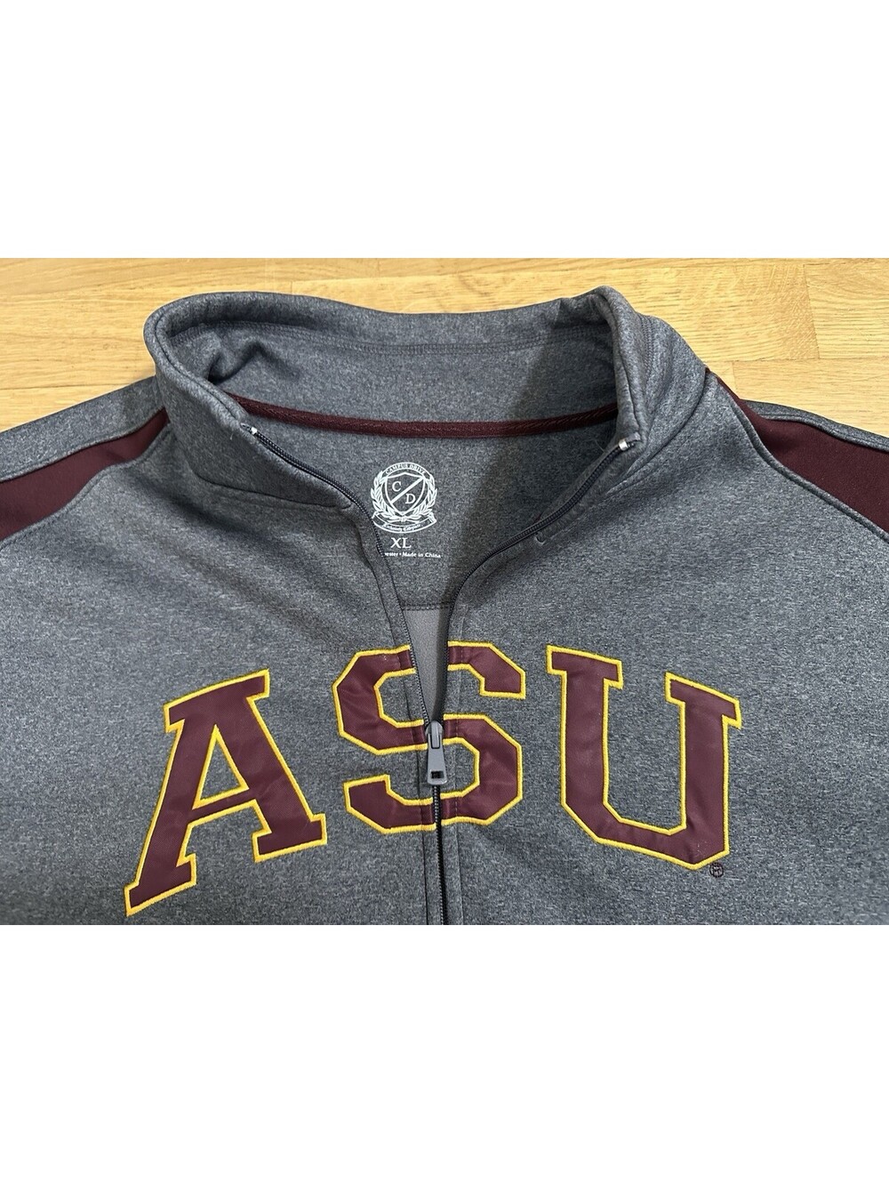 ASU Sun Devils Campus Drive Zip Up Mock Neck Grey Jacket XL Excellent Condition.